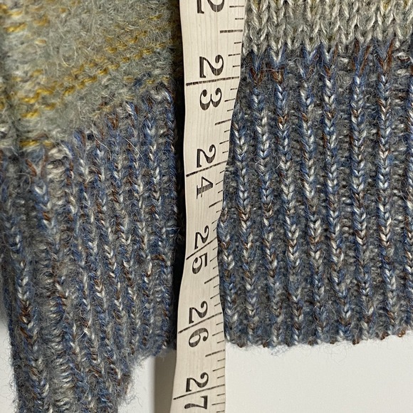 Vintage Fiume Sweater Womens 46 Gray Brown Wool Alpaca Colorblock Pullover Italy - Picture 16 of 16